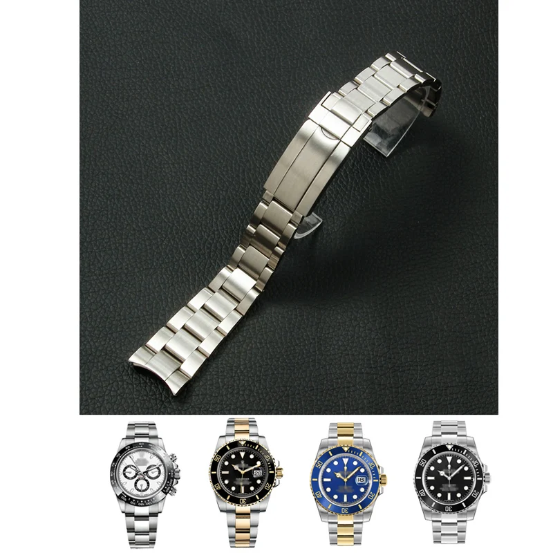 

Solid Steel Watch Strap for Rolex Men's Black Green Water Ghost Submariner Waterproof Sweat-Proof Watch Band Accessories 20mm