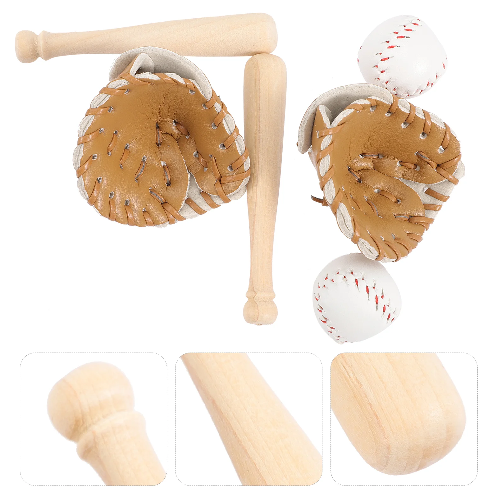 

2 Sets Mini Toys Kids Baseball Decorations Decorative Miniature Playset Baby Keychain Accessories Sports Items Balls Child