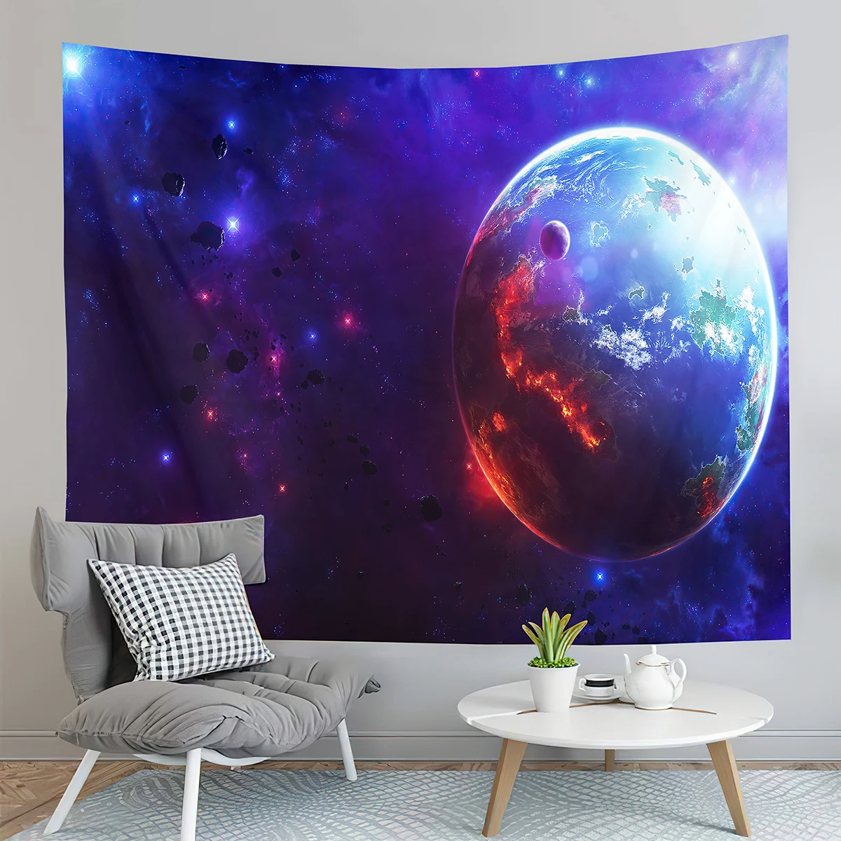 

Fantasy Galaxy Tapestry Universe Outer Space Earth Landscape Tapestry Wall Hanging Decor Tapestries Bedroom Living Room Dorm