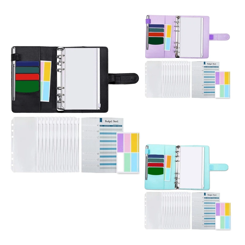 

Cash Envelopes Budget Binder With A6 Binder And 12 Clear PVC Envelopes,Money Envelopes Organizer For Cash