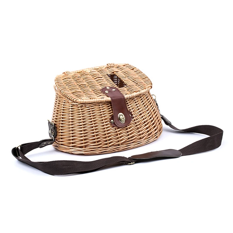 

Wicker Basket Fishing Creel Trout Perch Cage Tackle Fisherman Box Outdoor Classical Willow Trout Fishing Creel Basket