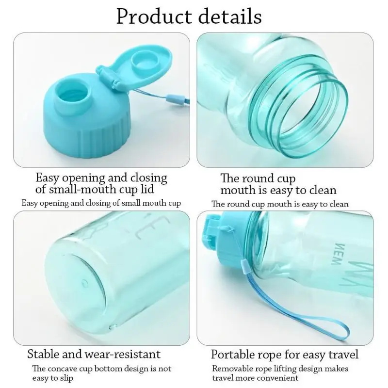

Transparent Water Bottle Portable Sport Bottle for Drinking Kitchen Tools Water Bottles for School Gym Travel Girl and Boy