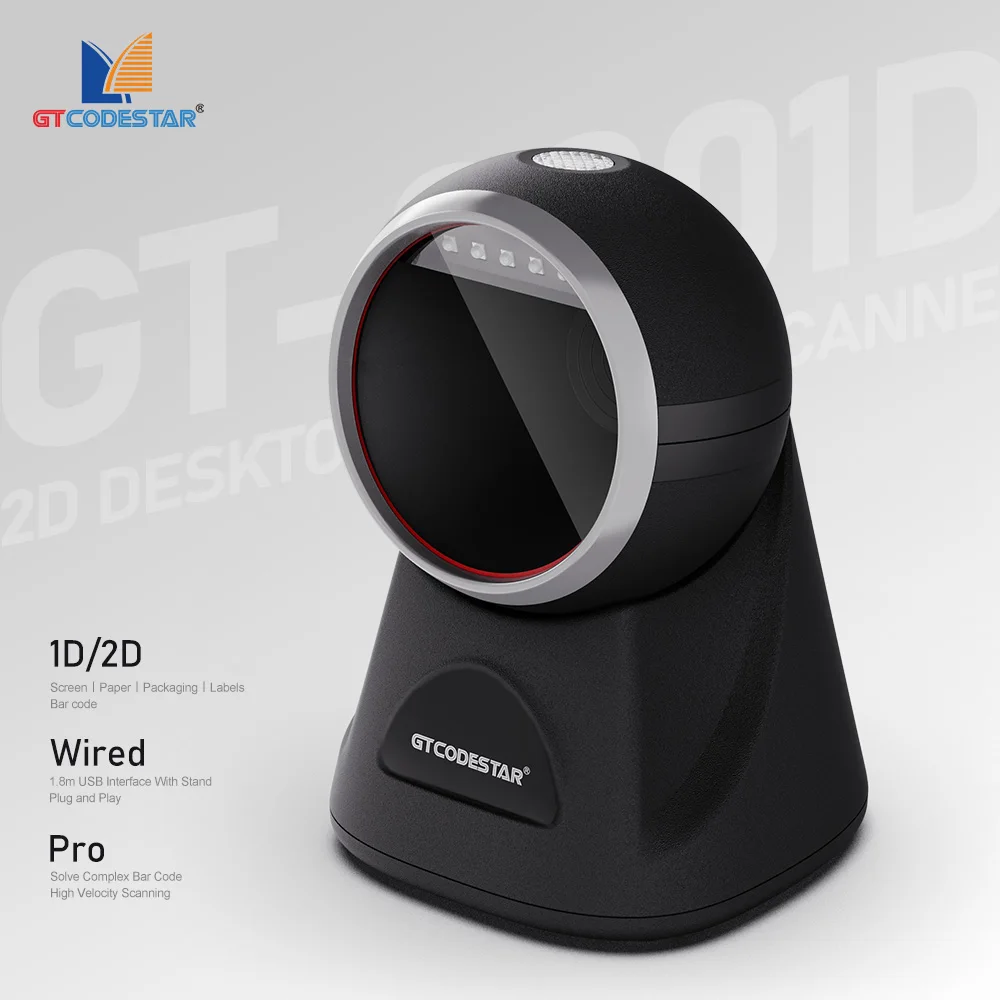 Фото GTCODESTAR GT-8801D Сканер проверки цены в супермаркете Всенаправленный сканер штрих-кода Настольный считыватель Qr-кода 2D сканер штрих-кода №1