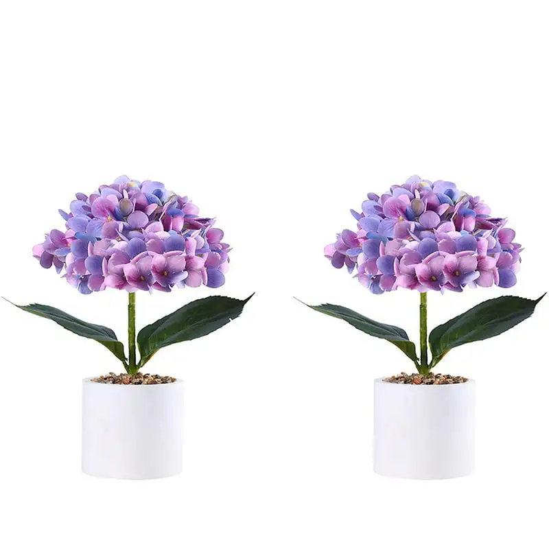 

Artificial Hydrangea Flower with White Pot, Purple, Set of 2