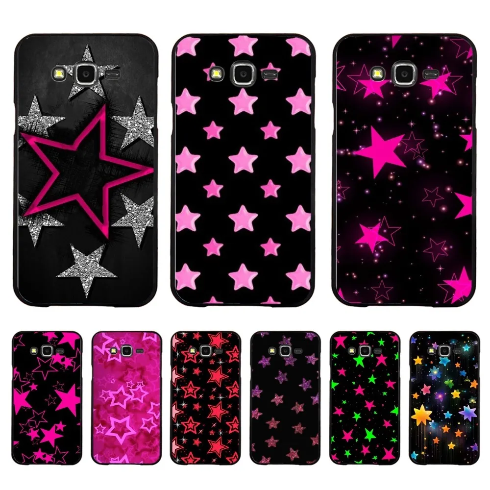 Czarne etui na telefon 3D Sparkling Pink Star do Samsung J 7 plus 7core J7 neo J6 prime J4 J5 Mobile Cover