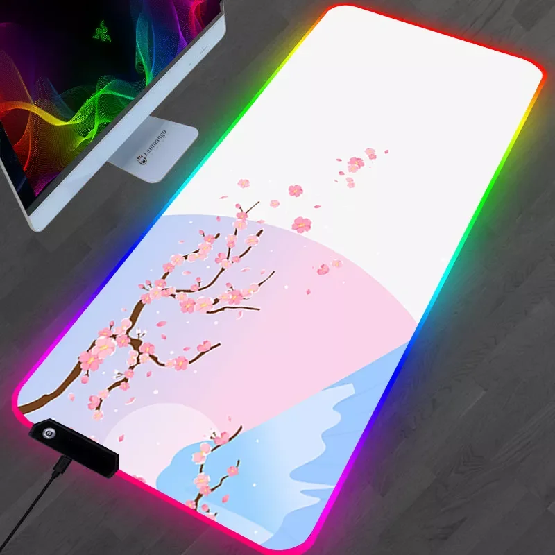 

Cherry Blossom Mouse Pad Pink Flower Large Computer Keyboard Laptop Gaming Accessories Desk Mat Sakura Carpet CS GO Mousepad