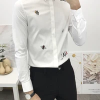 spring and autumn mens long sleeve shirt stretch casual shirt korean slim mens white shirt cardigan top