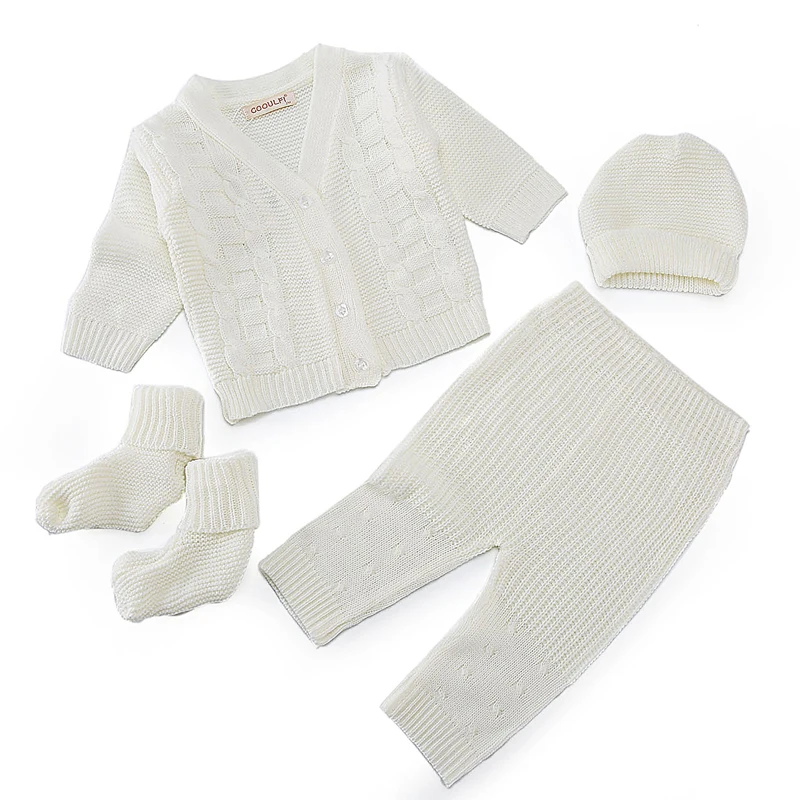 Spring Baby Boy Clothes Set Knitting Cardigan Unisex Infant Sweater Sets Newborn Long Sleeve Solid Cotton Pants Fashion New 2022 |