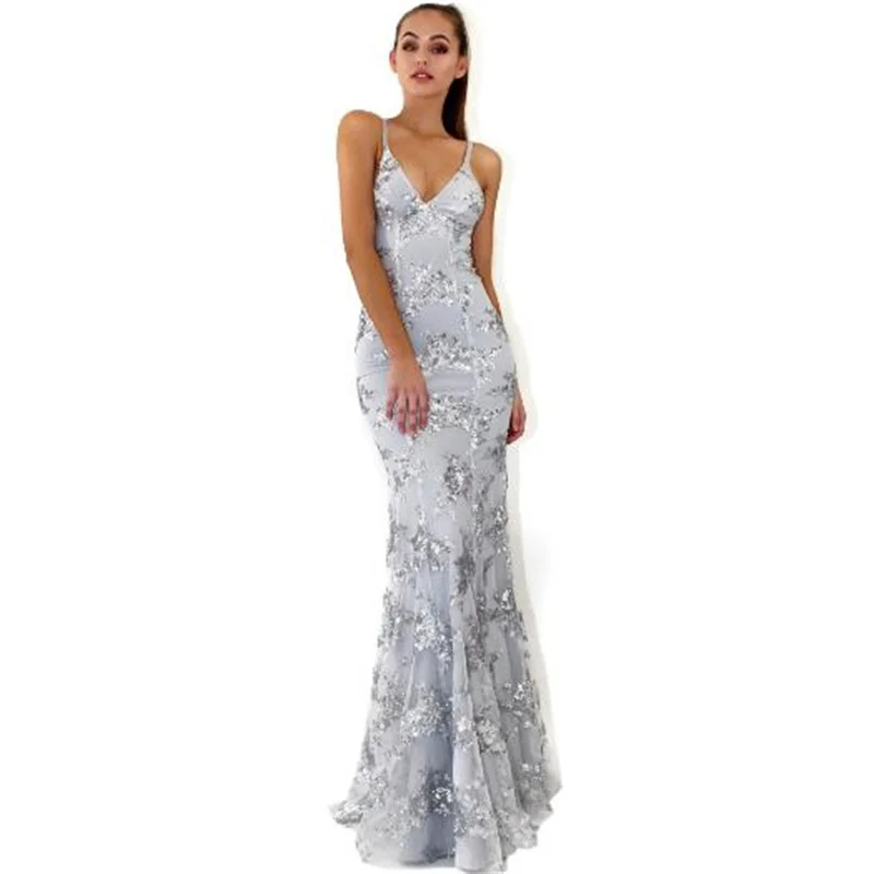 

2022 New Summer Solid Color Suspender Sequin Long Dress Banquet Women's Clothing Evening Dress Light Wedding Dress Women Dresses