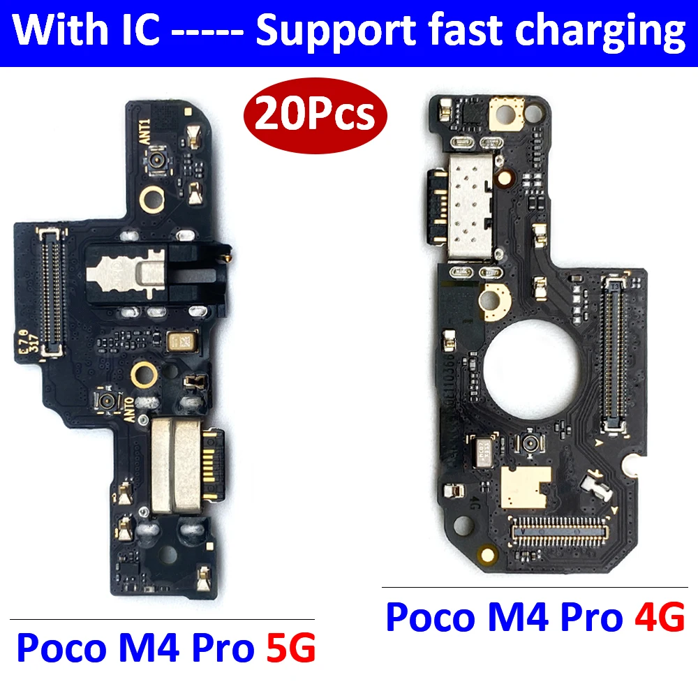 

20Pcs，NEW For Xiaomi Poco M4 Pro 4G 5G USB Charging Dock Jack Plug Socket Port Connector Charge Board Flex Cable fast charging