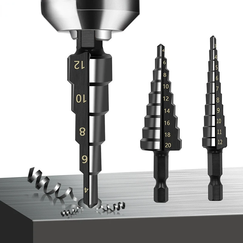 

Set Wood Drill Hole Bit Bit 4-20mm 1/3/4PCS Cutter Step Metal Coated 3-12mm Titanium HSS 4-12mm Straight Drill Groove Core Set