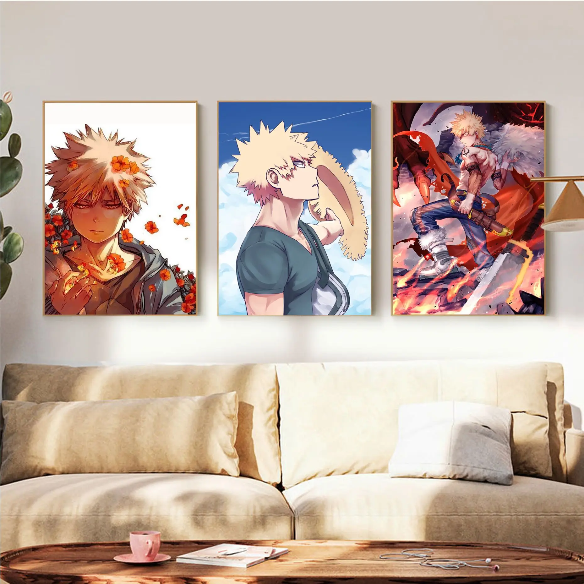 

My Hero Academia Bakugou Katsuki Classic Movie Posters Whitepaper Sticker DIY Room Bar Cafe Stickers Wall Painting