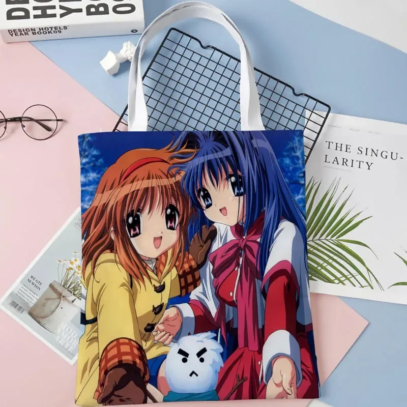

New Lady Tote Bags Kanon Anime Printed Fabric Eco Handbag High Capacity Shopping Office Reusable Casual Shoulder Bag 1016WJY