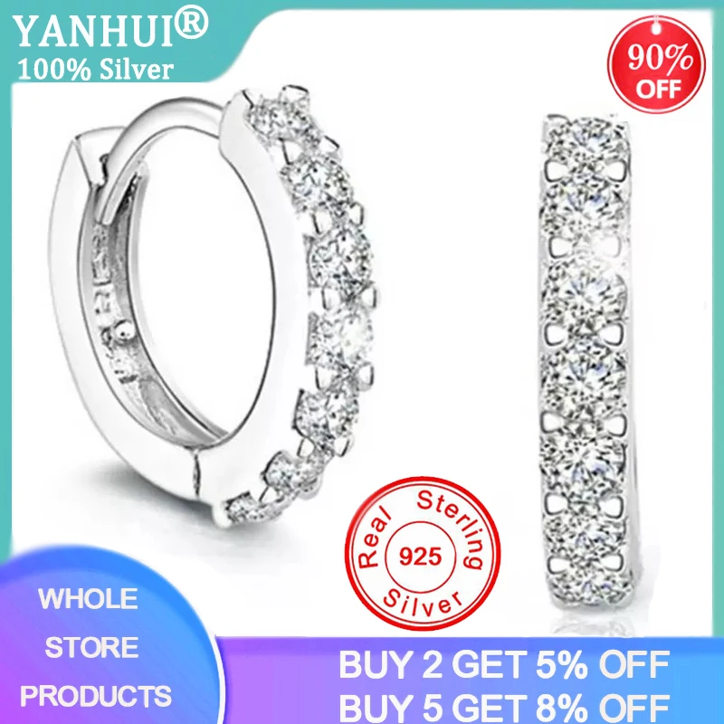 

YANHUI Original Tibetan Silver S925 Hypoallergenic Earrings Zircon Stud Earring for Women Girl Simple Fashion Jewelry