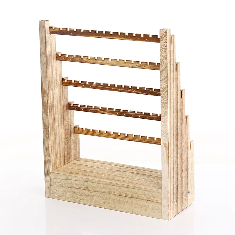 Wooden Jewelry Display Rackstand Earrings Boxes and Packaging Organizer Necklace Rack Ring Storage Shelf Home Store Decorations