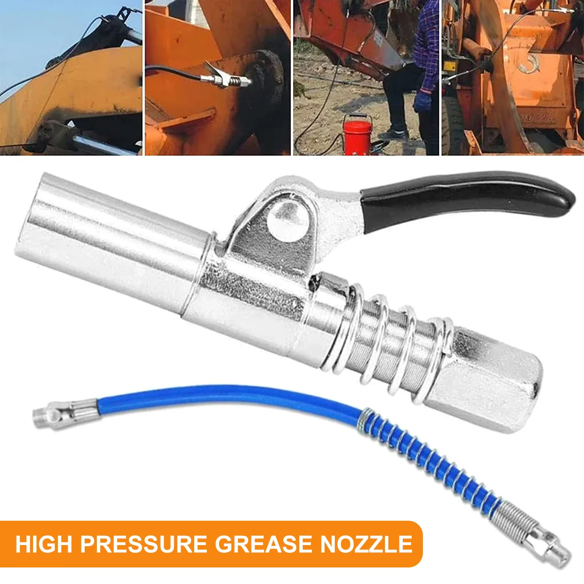 

Grease Coupler Heavy Duty Grease Coupler NPTI/8 10000 PSI Small Size Sturdy Stainless Steel Single Handle Grease Tool Adapter