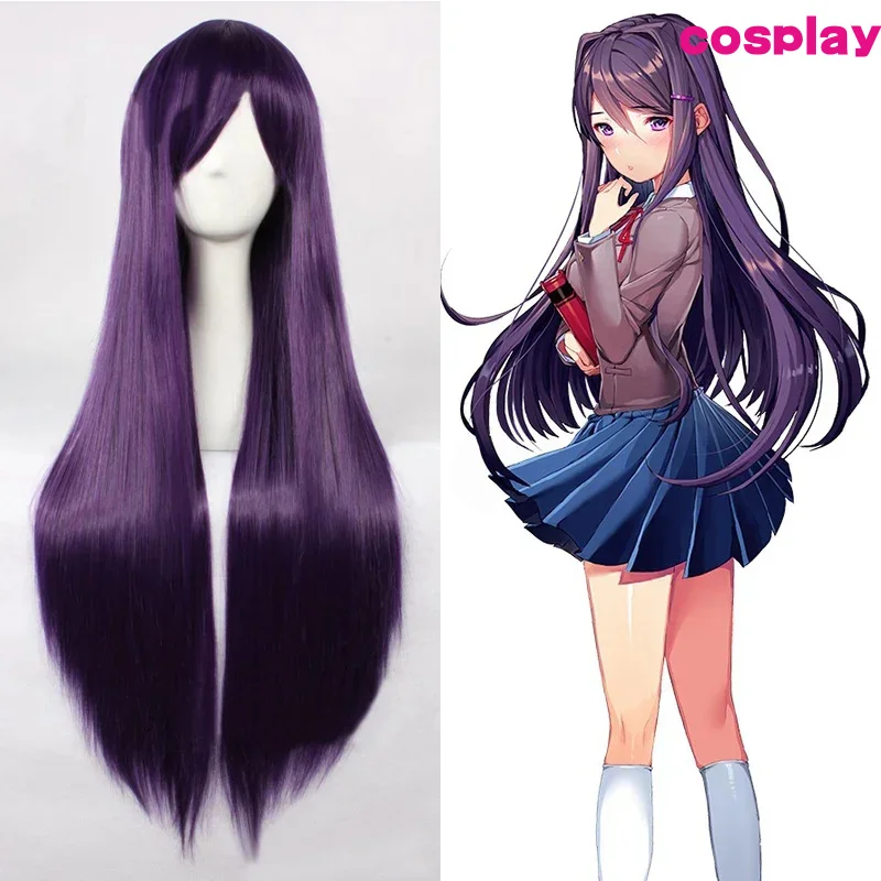 Высококачественный парик DDLC Game Doki Literary Club! Юрий 80 см фиолетовые длинные
