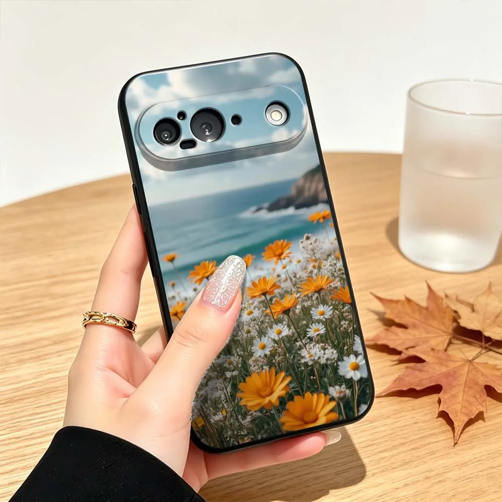 Фото Чехол для телефона с узором в виде облаков и цветов для Google Pixel 10, 10A, 9, 8, 7, 9a, 8A, 7a, 6a, XL, Pro, 5G, черный №3
