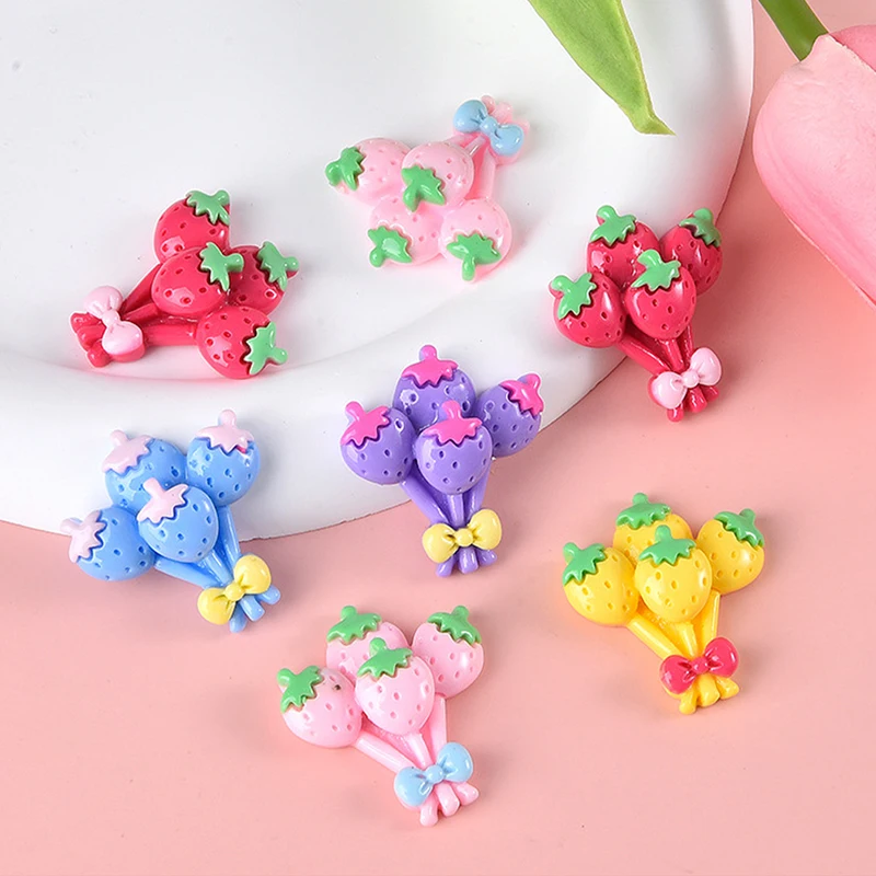 Strawberry Balloon Flat Back Resin Cabochon Scrapbook Diy Phone Case Hair Accessories Decoration Material