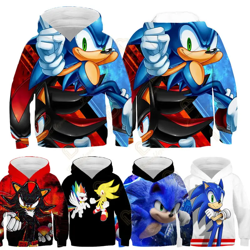 

Anime The Hedgehog Sonic Hoodie 2023 Hot Sale Pullovers Sweatshirts Harajuku Graphic Printed Tops Casual Hip Hop Streetwear