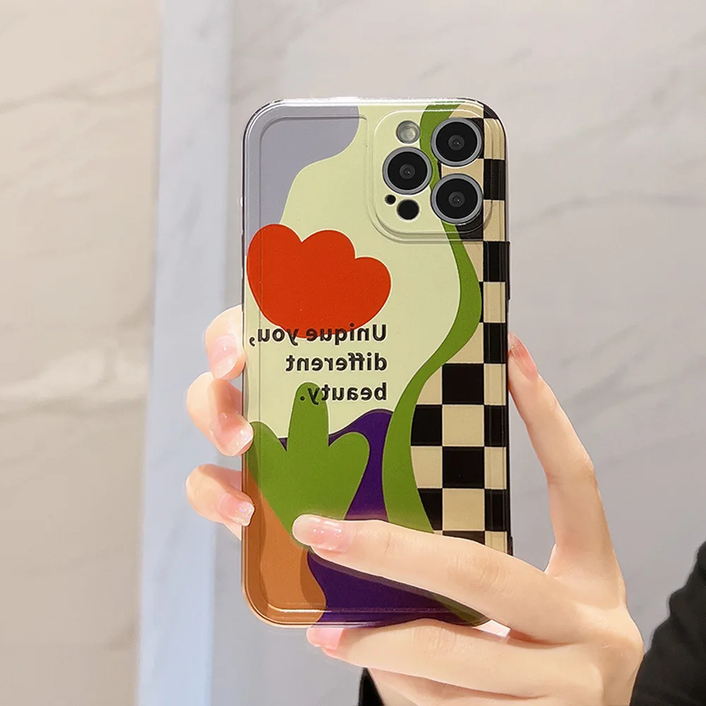 

Чехол для сотового телефона Ins Искусство ретро цветы Мягкий чехол с полным покрытием защита от падения задняя крышка для телефона для Iphone 13 ...