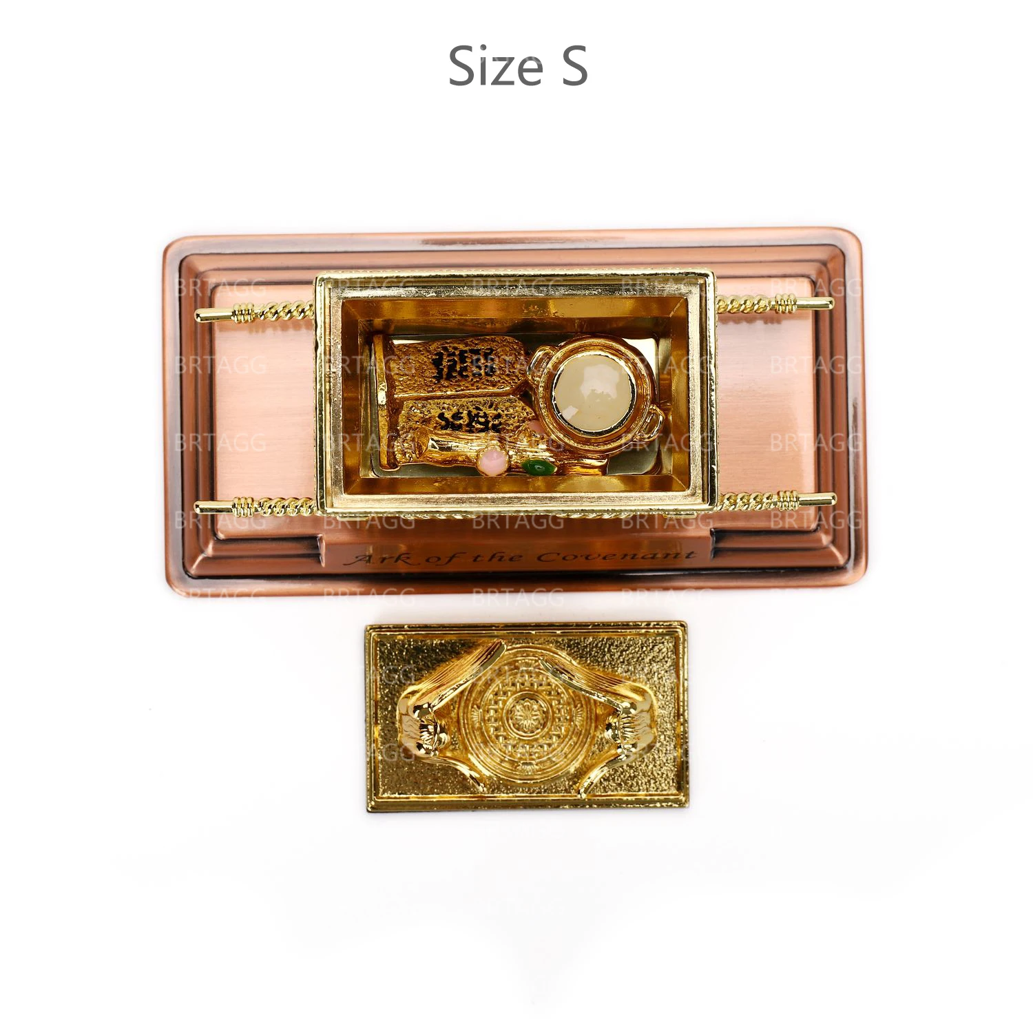 Дешево BRTAGG Копия статуи Ковчега Завета включает в себя содержимое - Жезл Аарона / Сосуд маны / Десять командных камней (S,M,L)