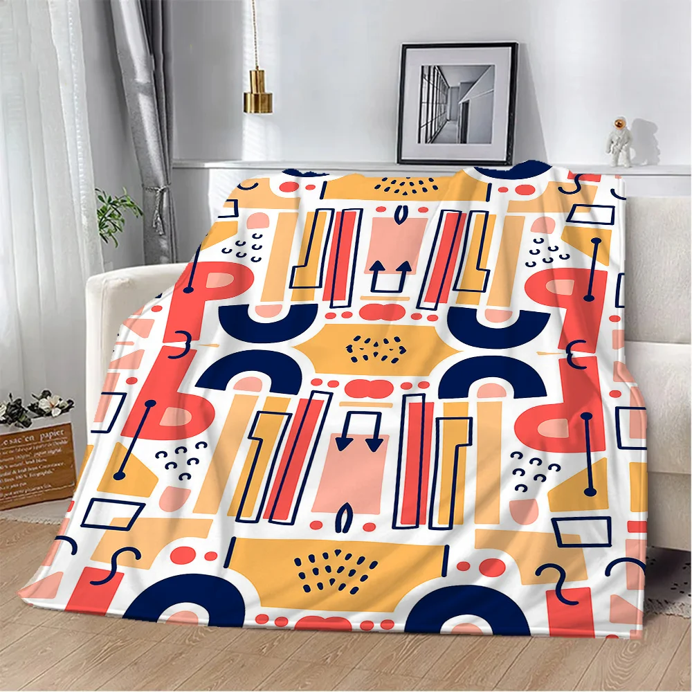 Одеяло из флисовой ткани с художественным узором и капушкой большой стеганый