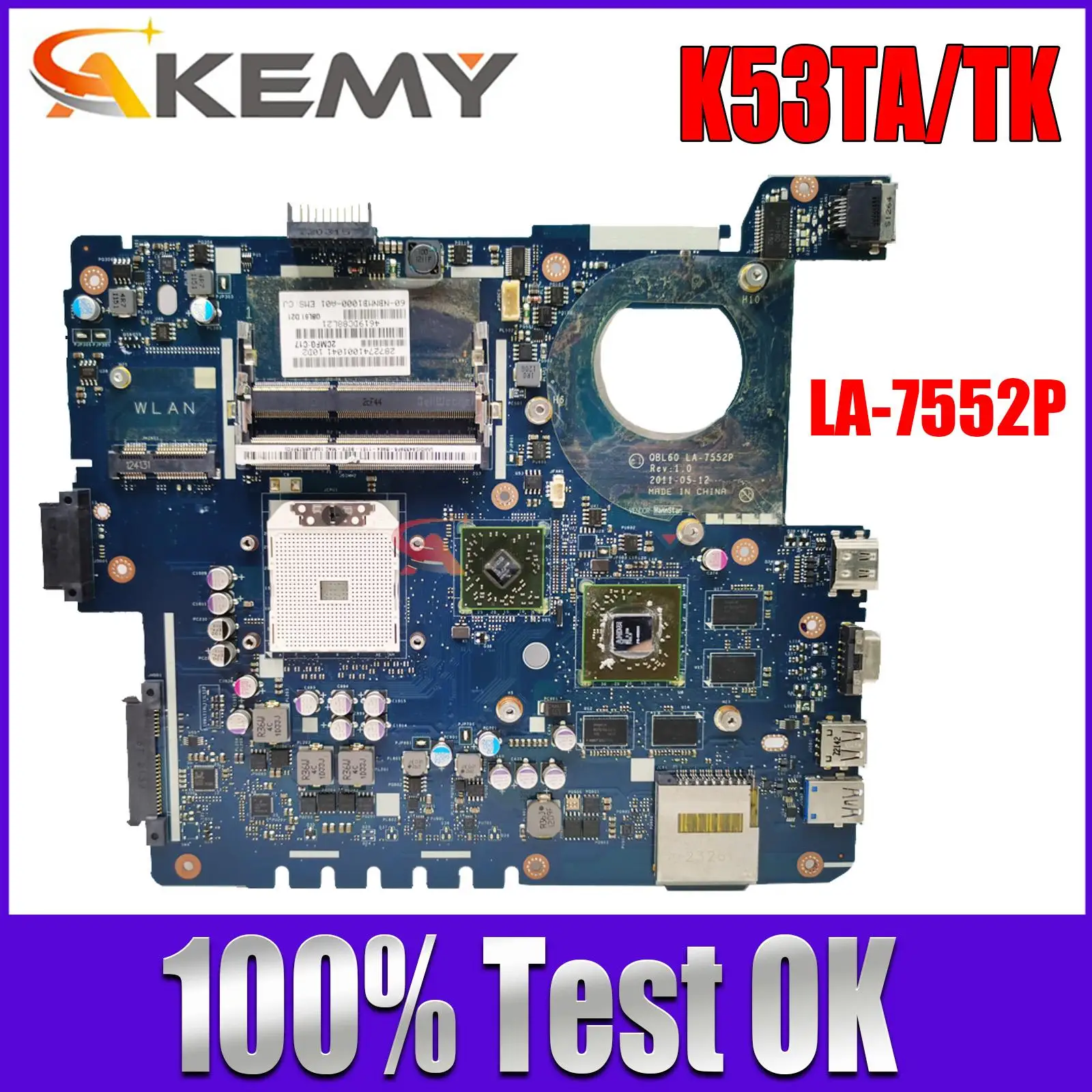 

For ASUS Notebook Mainboard K53TA K53TK X53T K53T QBL60 LA-7552P Laptop Motherboard Main Board 100% Test OK PM