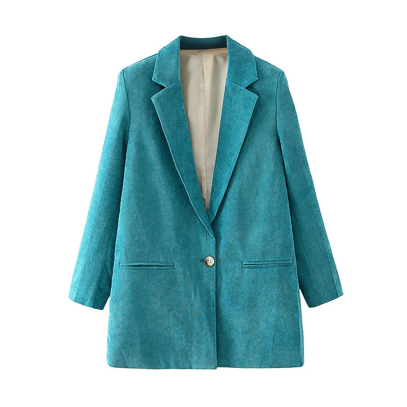 

Однотонные вельветовые шикарные офисные женские блейзеры для женщин элегантные стильные пальто 2023 Женский приталенный Блейзер на одной пуговице с длинным рукавом