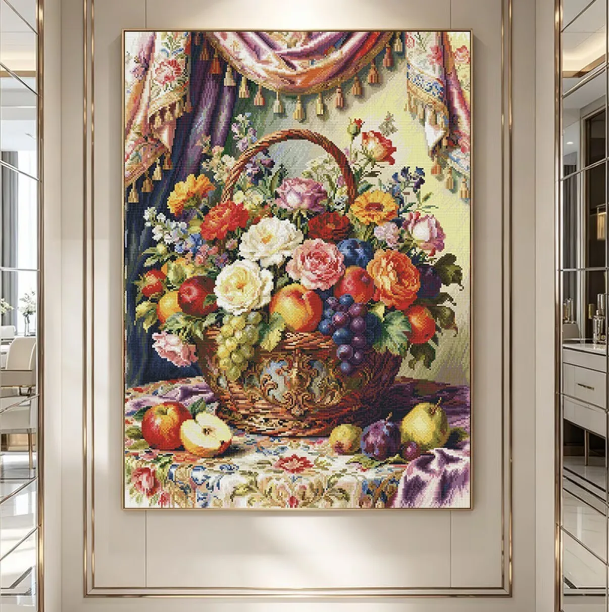 Фото Набор для вышивания 9CT 75X100CM с фруктовым мотивом, набор для вышивания крестиком для гостиной, набор для рукоделия с хлопковыми нитками, 71 цвет №4
