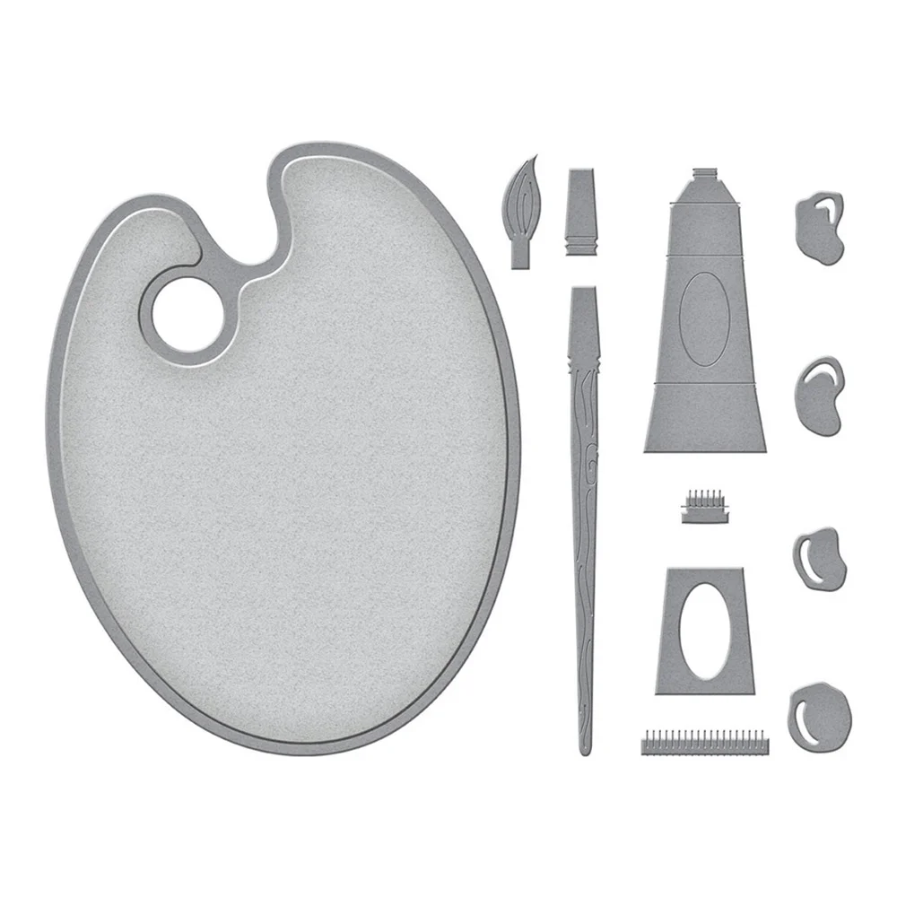 

2022 Hot Sale Painter's Palette Etched Metal Cutting Dies Diy Scrapbook Craft Knife Blade Punch Stencil Decorate Embossing Molds