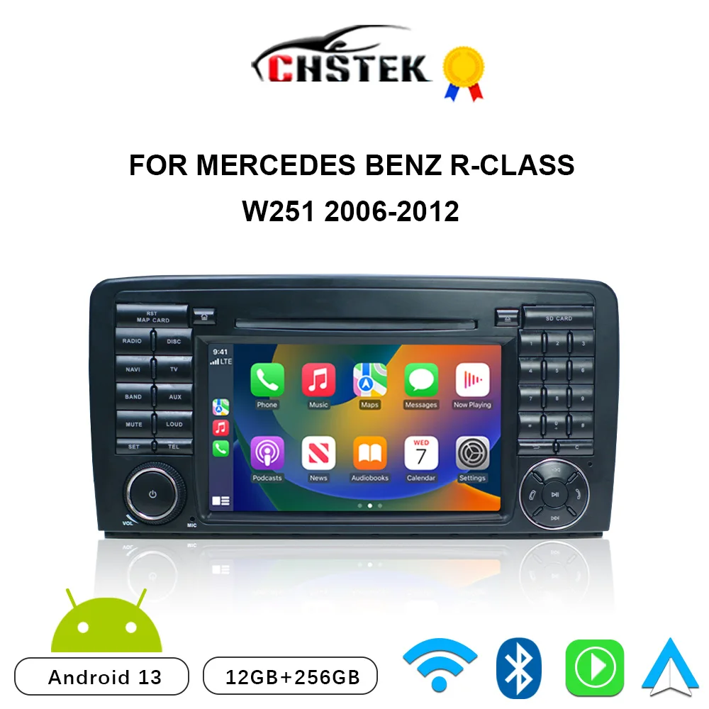 Автомобильный радиоприемник CHSTEK Android 13 Carplay для Mercedes Benz R-Class W251 R350 R500 R63AMG 2006-2016