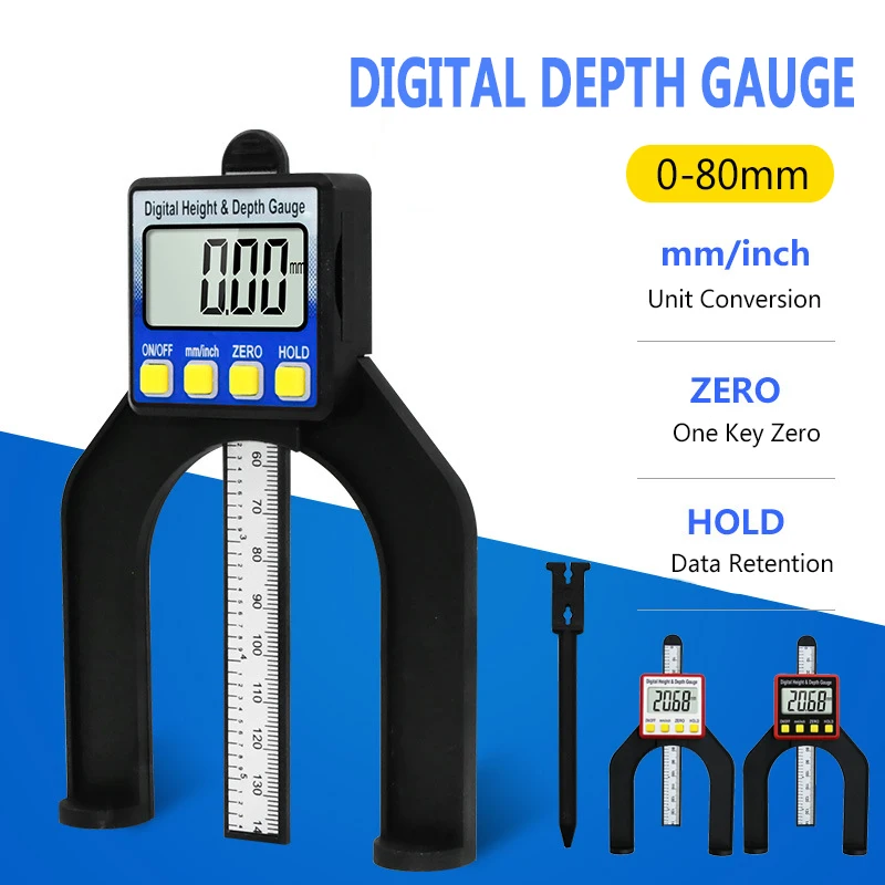 

Woodworking Measure Tools 0-80mm Digital LCD Display Height Gauge Depth Caliper Ruler Magnetic Feet Router Table Device Mechine