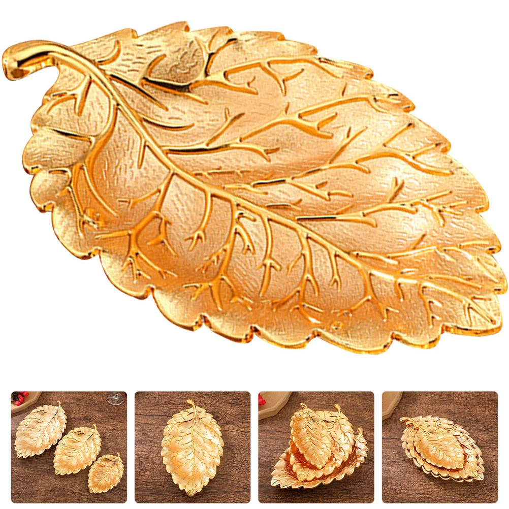 

Tray Plate Dish Serving Fruit Plates Candy Leaf Metal Platter Jewelry Snack Dessert Trinket Tea Cake Shaped Cookie Dry Holder