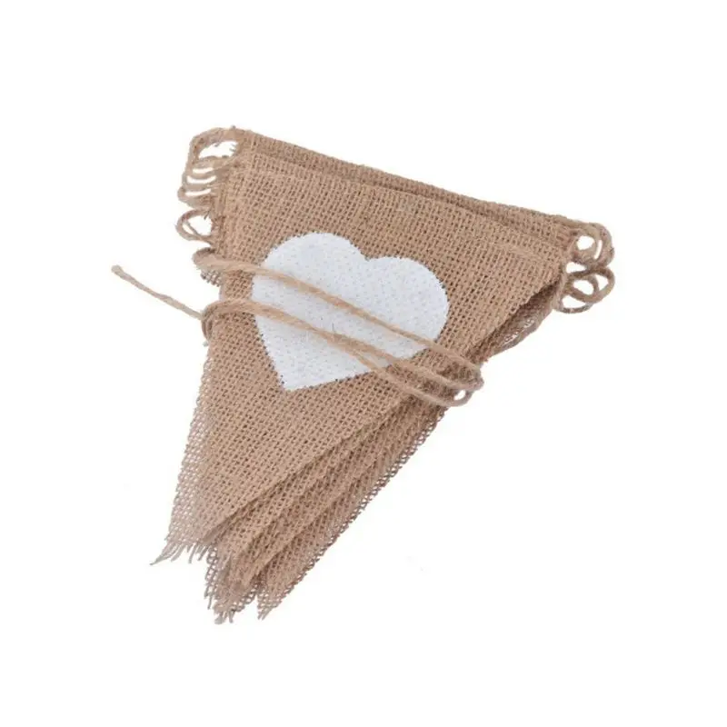 

Новинка 2022 г., флажки с надписью Love Heart, льняной джутовый флаг Hessian с кружевом, украшение для маленьких девочек и мальчиков на день рождения