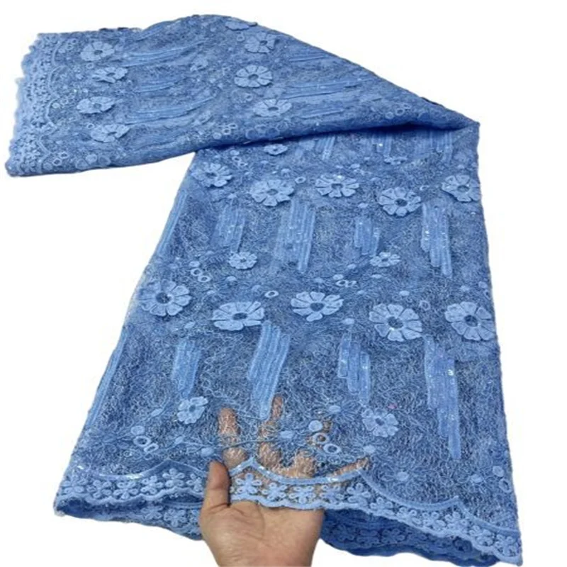 

Новейшая небесно-голубая африканская кружевная ткань с блестками, французская сетка, высокое качество 2021, фиолетовая нигерийская кружевная ткань для вечерние