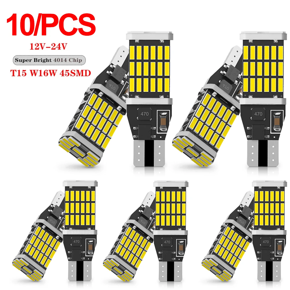 

10 шт. T15 W16W 921 912 T16 T10 902 светодиодные лампы высокой мощности 45 шт. 4014SMD Супер яркий 1200LM Замена для автомоби...