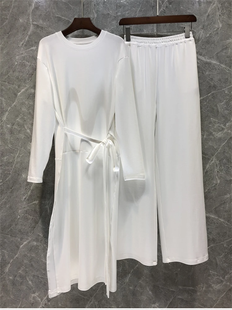 Платье Xiaozi Xixi на шнуровке с разрезом брюки широкими штанинами женские