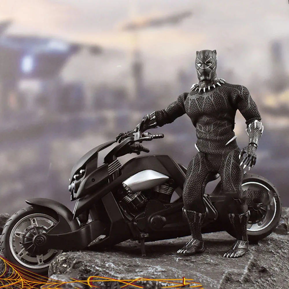 

1/12 Scale King Of Wakanda Male Soldier Body Dolls T'Challa Chadwick 16cm Action Figure with Motorcycle Model for Collection