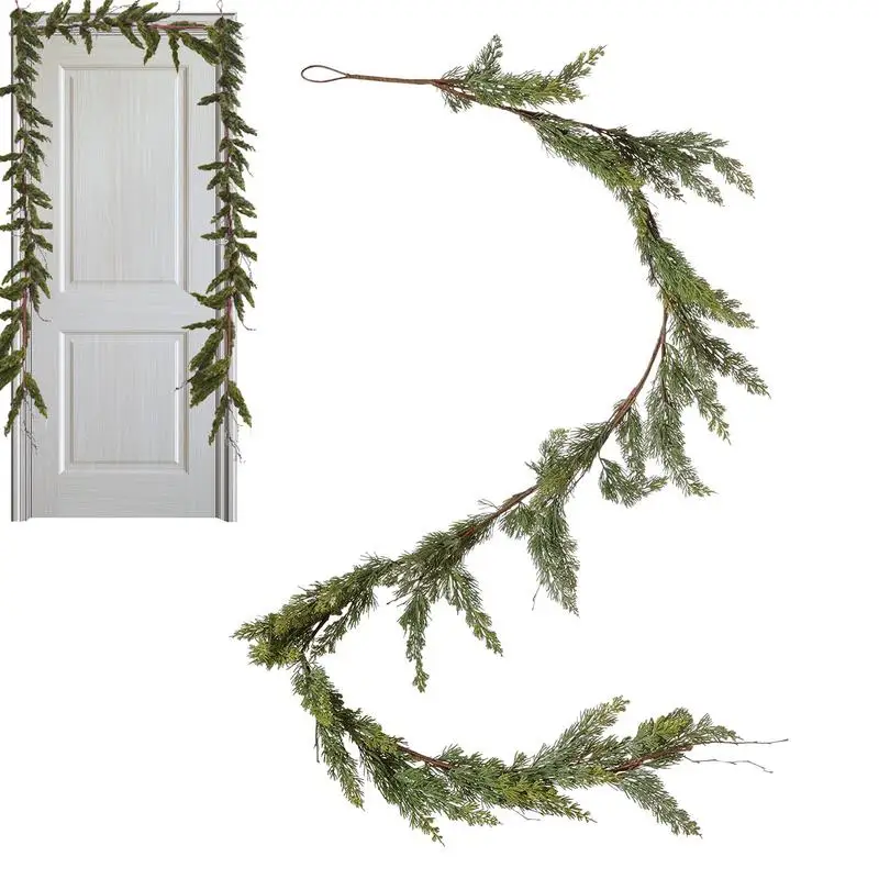 

Рождественская кедровая гирлянда, искусственные цветы, искусственное растение, Реалистичная зелень, кедровый сосновый венок для свадьбы, дня рождения