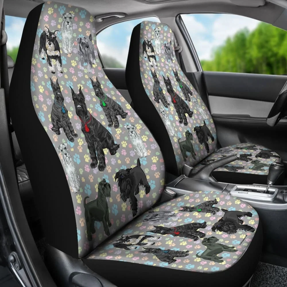 

I Love Schnauzers Car Seat Covers (Paw Prints, No Heart),Pack of 2 Universal Front Seat Protective Cover