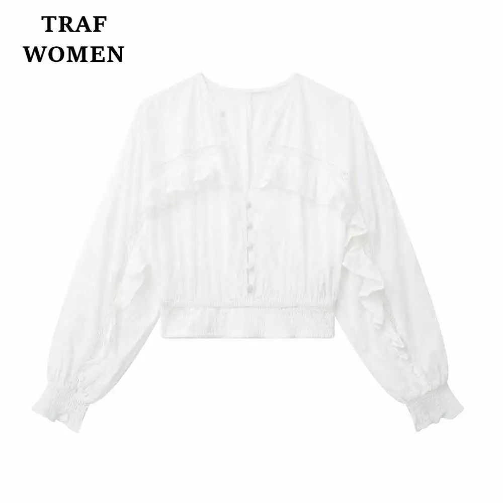 

Женская блузка с длинным рукавом, кружевной ламинированный короткий топ, весна-лето 2023