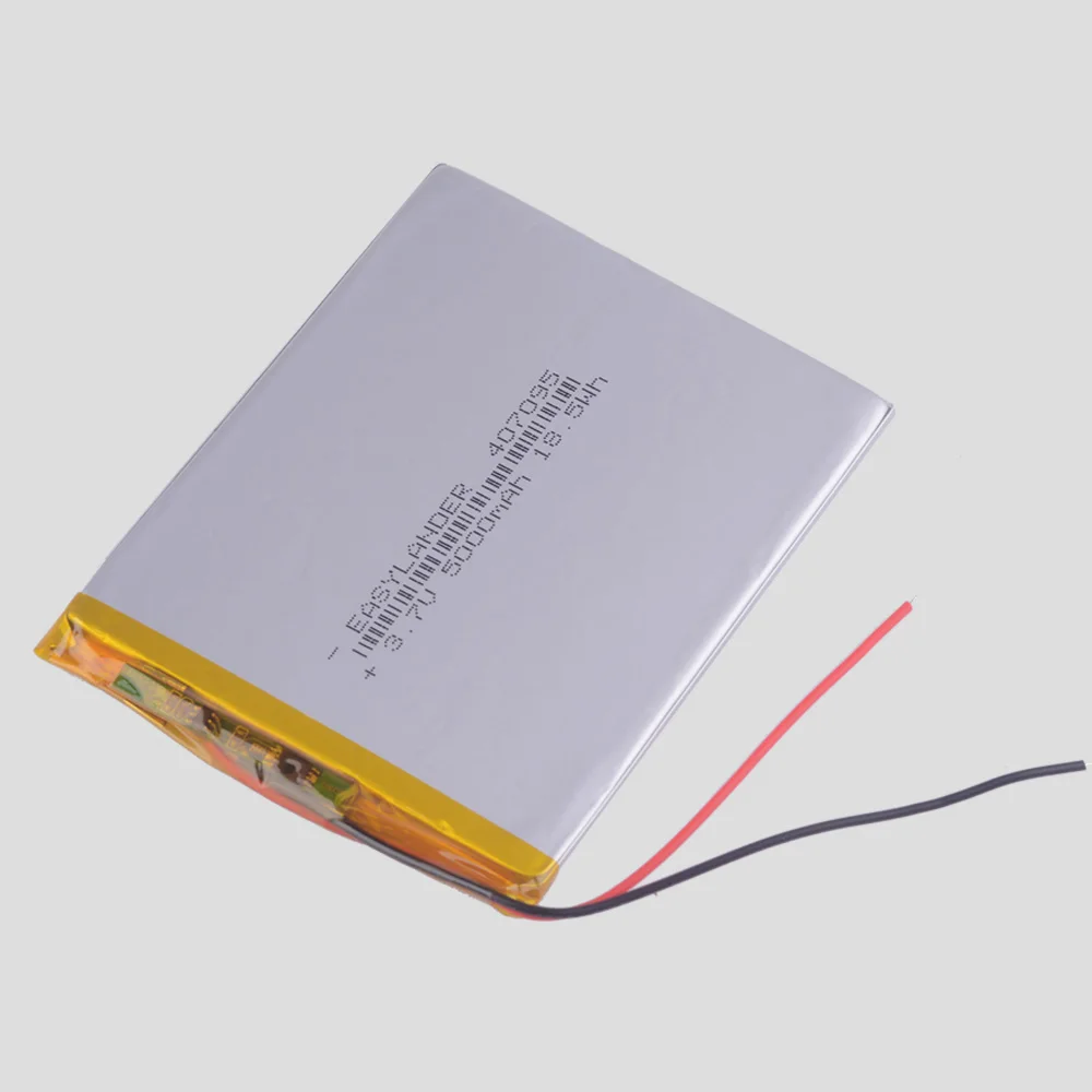 

Литий-ионный полимерный перезаряжаемый аккумулятор 3,7 в, 10 шт./партия, 407095 5000 мАч для планшетных ПК, 7 дюймов, сменные батареи MP3 MP4 высокой емк...