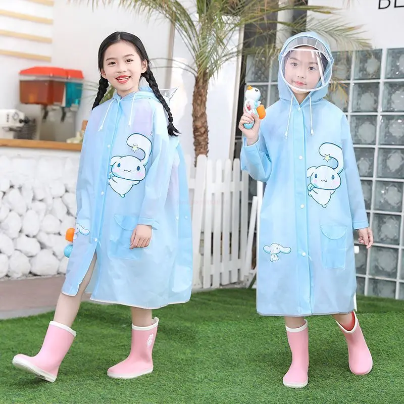 

Anime Cinnamoroll Children Raincoat Cartoon Thickened Waterproof Kawaii Rain Coat Kids Tour Waterproof Rainwear Suits Presents