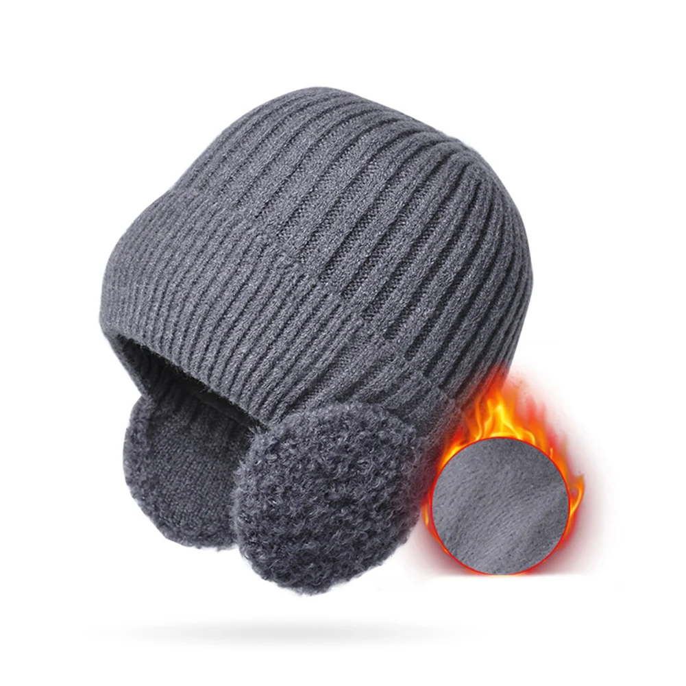 

Winter Warm Knitted Hats For Men And Women With Velvet Ear Protectors Fleece Ear Protectors Fashion Comfortable Warm Cap
