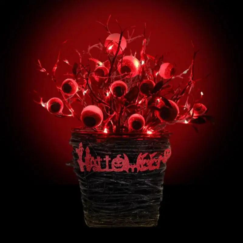 

1pcs Halloween Eyeball Wreath Spooky Halloween Decoration Dead Branches Wreath Light Up Eyeball Flower Scary Party Decorations