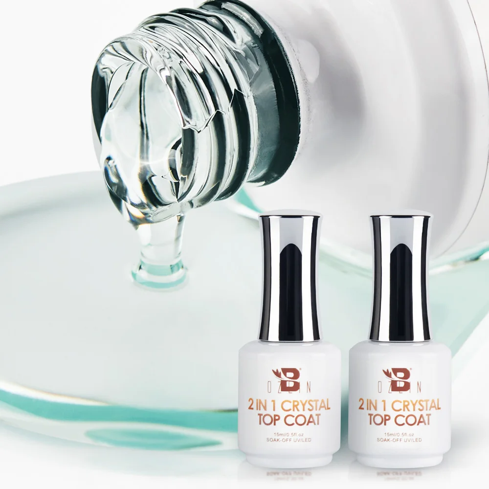 

BOZLIN 15ML Diamond Top Coat For Gel Nail Polish Reinforce Lasting UV Soak Off Gel Varnish High Light 2 IN1 Crystal Top Coat