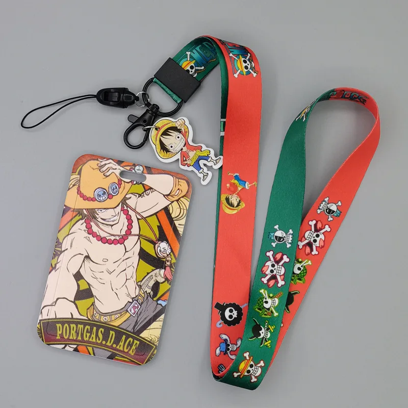 new anime one piece card cover monkey d luffy abs student campus hanging neck bag anti lost card holder lanyard id card toys free global shipping
