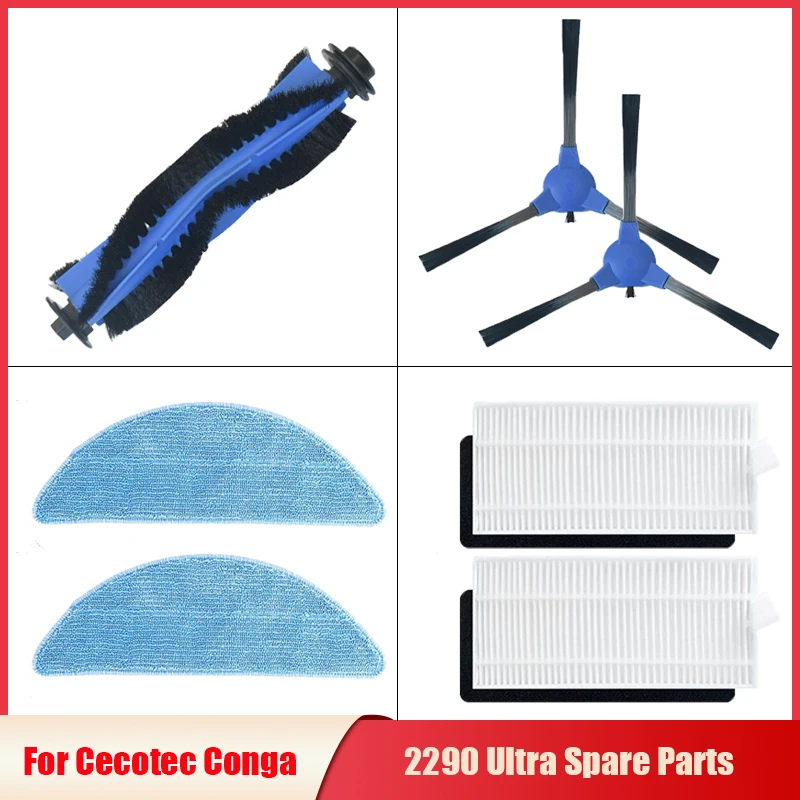 

Аксессуары для робота-пылесоса Cecotec Conga 2290 Ultra, основная/боковая щетка, Hepa фильтр, Швабра, тканевая тряпка, запасные части