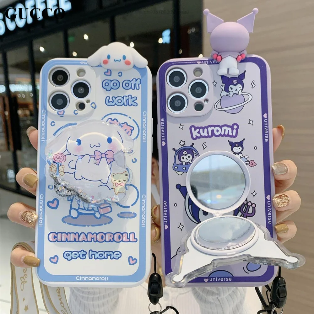 Чехол Sanrio Cinnamoroll Kuromi для IPhone 13 12 11 Pro Max 7 8 Plus XR XS X роскошный зеркальный чехол женщин